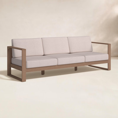 Evie-Lee Outdoor Solid Eucalyptus Wood Sofa with Cushions by Linon
