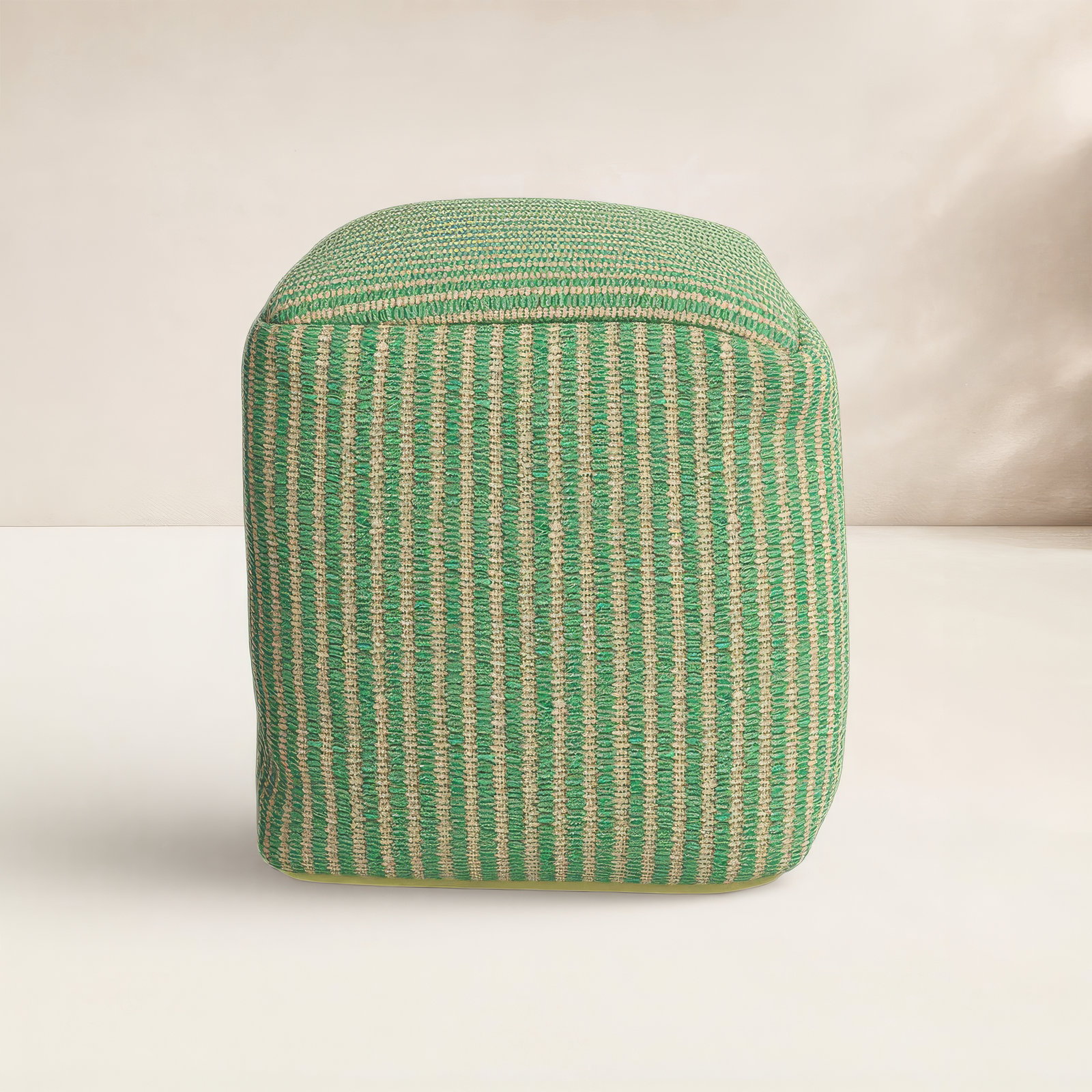 Borislava Outdoor Ottoman with Cushion, Sea Mist