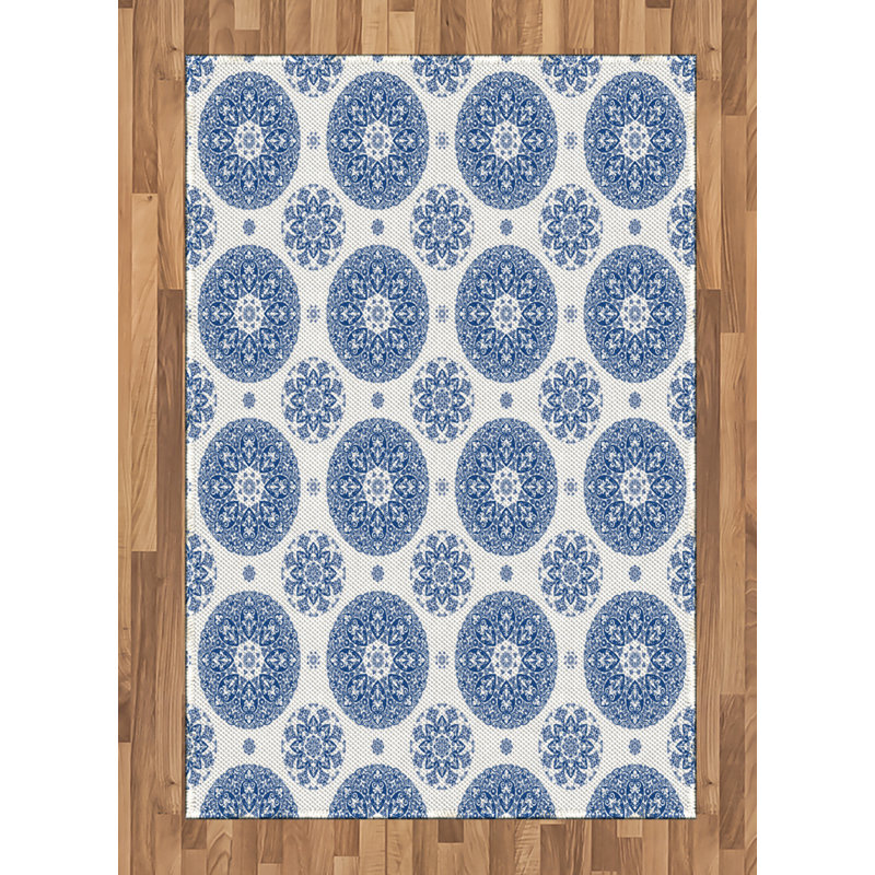 Tapis décoratif à motif de fibres longues en polyester à haute densité Paisley, Rectangle— 4 pi x 5 pi 8 po