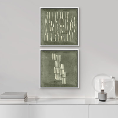 Lignes éclatées en vert et blanc, illustrations abstraites géométriques, art moderne, détente minimale / calme