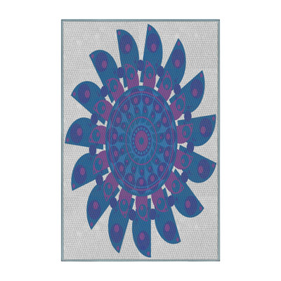 Laine tissée à la main et polyester gris/bleu Tapis décoratif