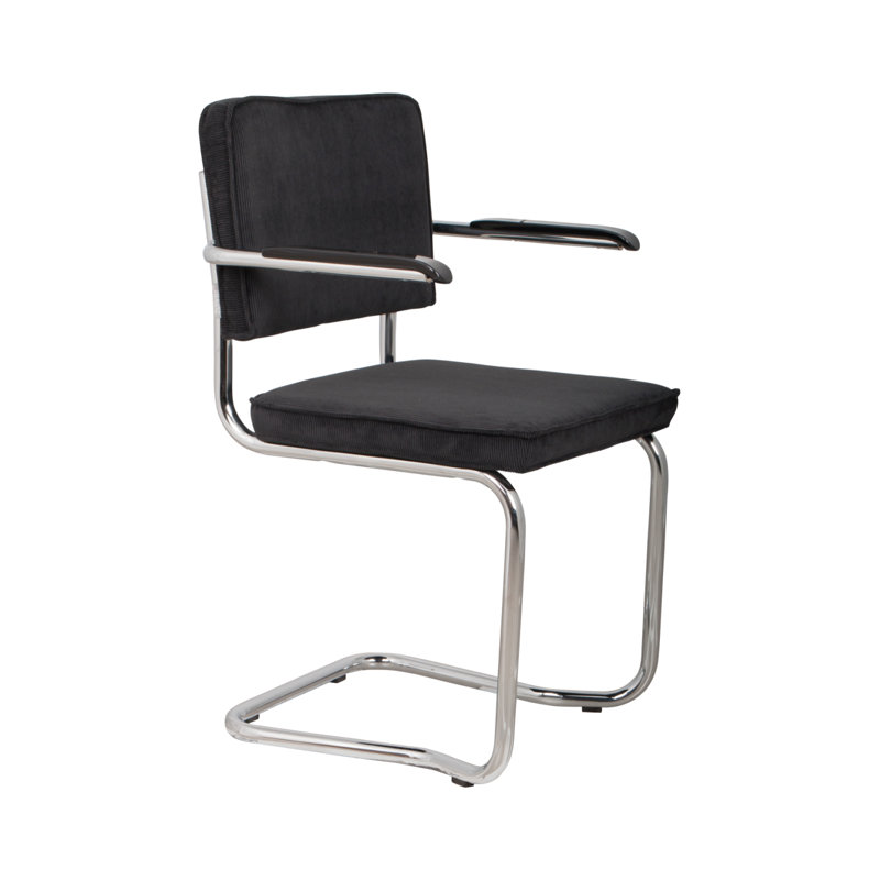 Chaise en porte-à-faux rembourrée Ridge, Noir