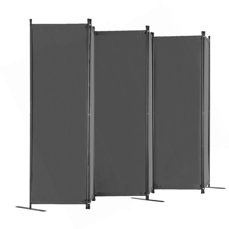 Paravent, paravent 6 panneaux, écran d'intimité pliant et paravent de séparation portable, cloisons autoportantes pour bureau, chambre à coucher, salon, gris