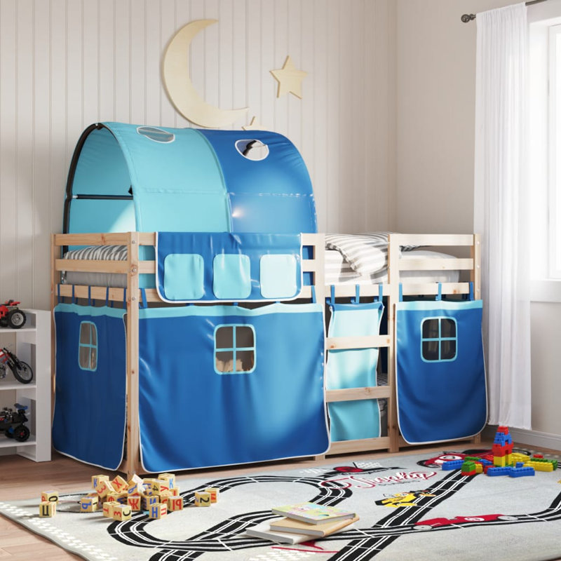 Wobnar Solid Wood Bed, Blue, Single (3')