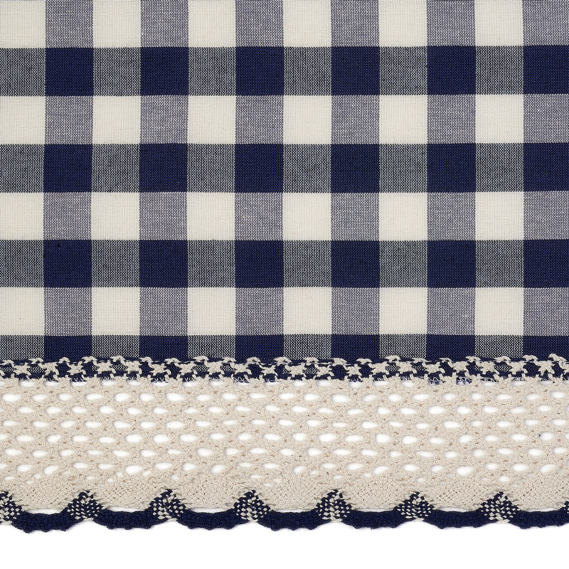 Linhart Checkered Cotton Blend Tablecloth, 104" x 60", Navy