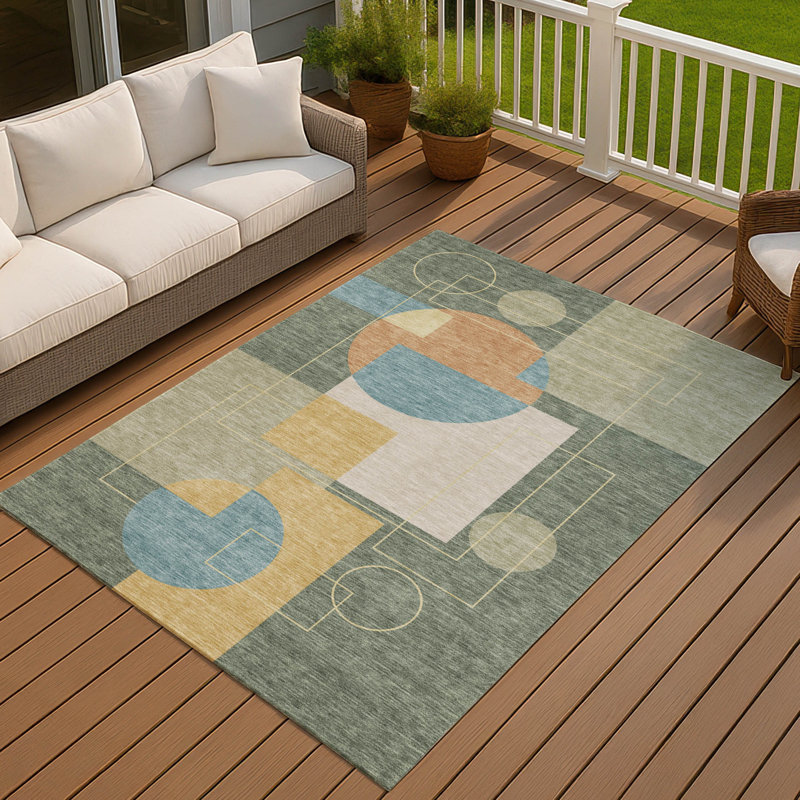 Machine Washable Indoor/Outdoor Chantille ACN2500 Geometric Rug, Basil, 5' x 7'6"