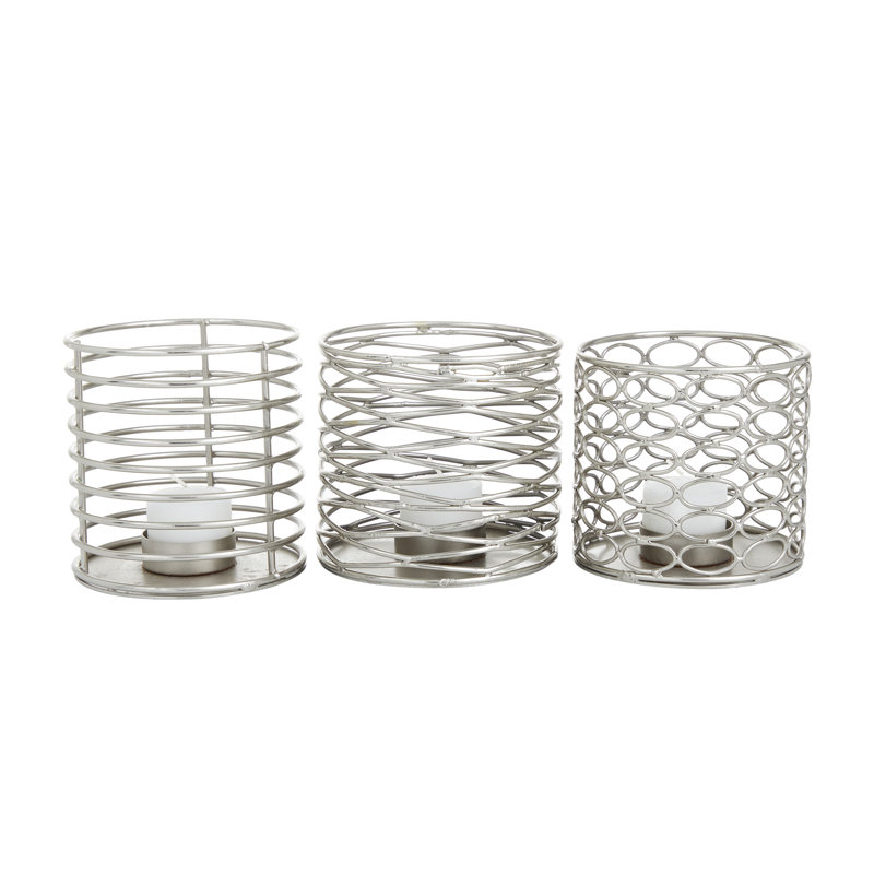 3.85'' H Iron Tabletop Votive Holder, Silver