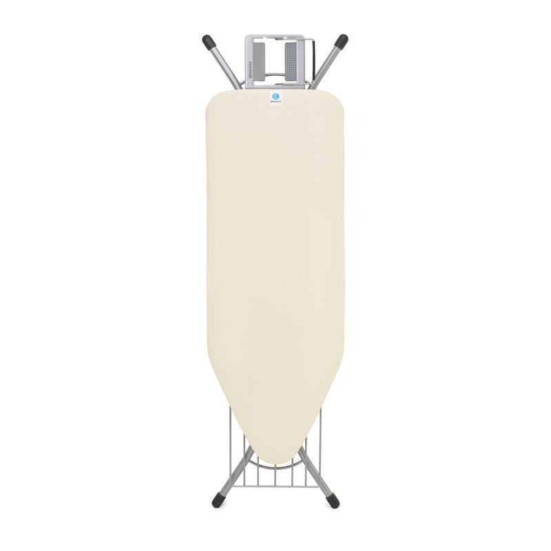 Ecru Metal Foldable Ironing Board with Linen Rack