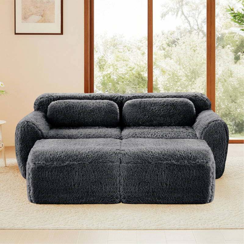 Canapé moderne rembourré, canapé avec design antidérapant pour le salon, bureau, Tissu gris foncé, Gris foncé