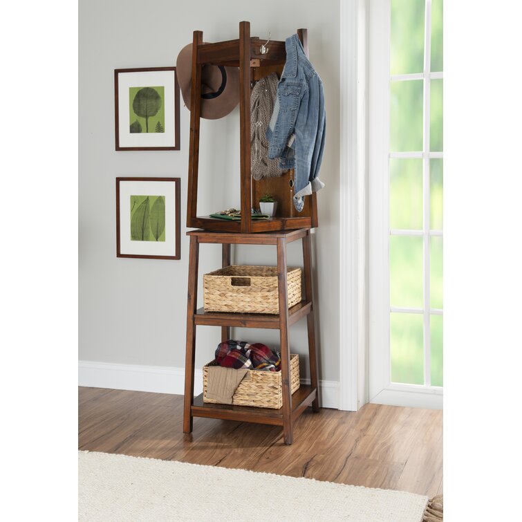 Oak Wood Contemporary Style 69nch Coat Rack - Bed Bath & Beyond - 33909628