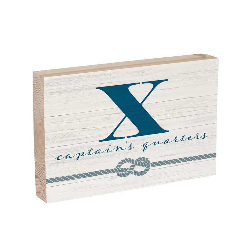 Capitaine en bois Coastal Monogram 12 po x 8 po