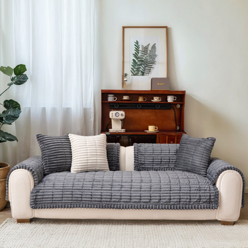 Pet-Friendly Shaggy Sofa Cover - Thick Plush Furniture Protector For Living Room, Tatami, Bay Window, Or Headboard Use