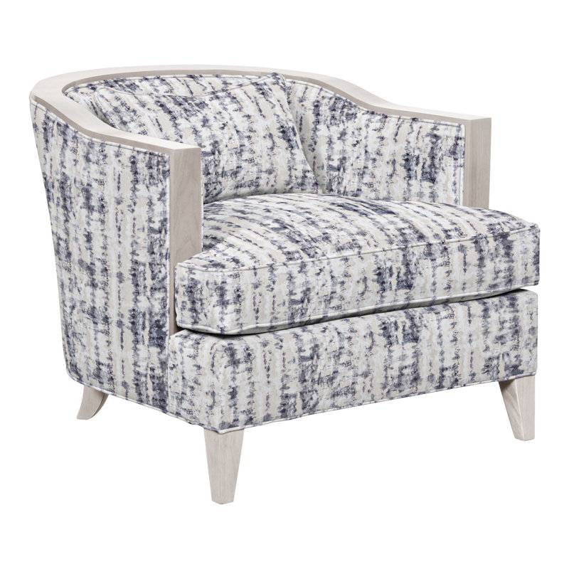 Thom Filicia Home Upholstered Barrel Chair, Dove Gray, Ozark Marina 100% Cotton
