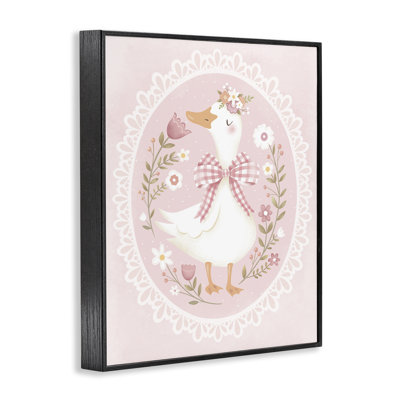 Pink Floral Spring Goose Framed Giclee, design by Penny Aguilera