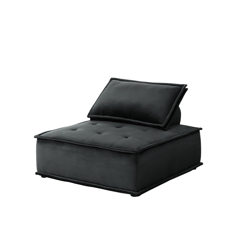 Canapé modulaire en U en velours noir avec siège de 14,5 po et capitonnage en mousse