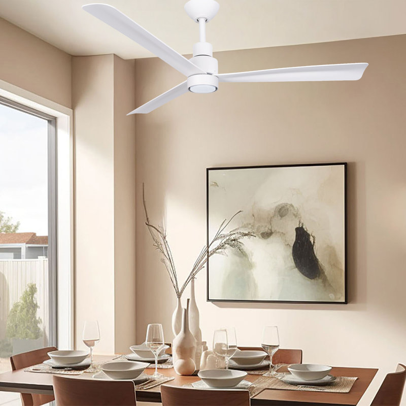 Ventilateur de plafond intérieur / extérieur simple 52 po à DEL, Blanc, Blanc
