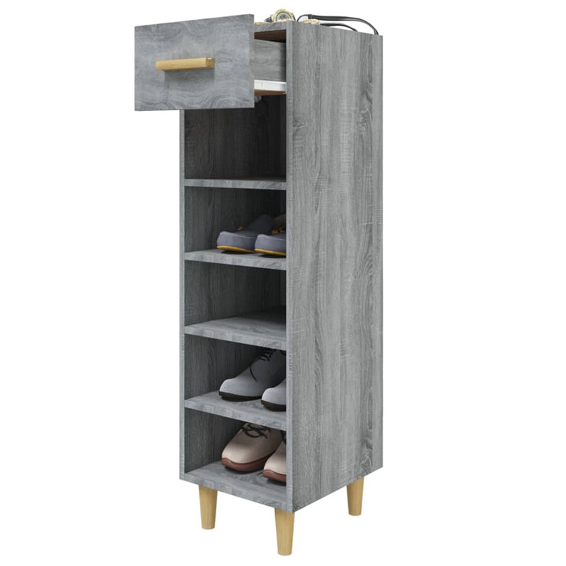 5 Pair Shoe Storage Cabinet, Grey Sonoma