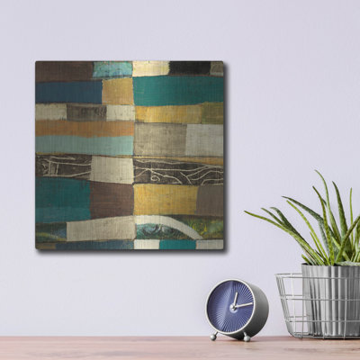 Luxe Metal Art 'Eileen 4 Blue' by Cheryl Warrick Metal Wall Art, 12" x 12"