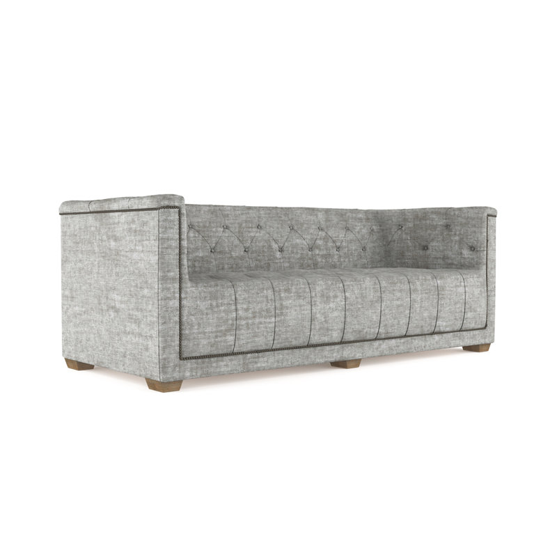 Velvet Sofa, Chocolate Genuine Leather, 84"