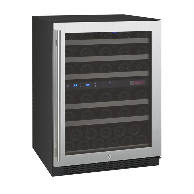 Allavino FlexCount Series 56 Bottle Dual Zone Built-In Wine Refrigerator with Stainless Steel Door - Right Hinge