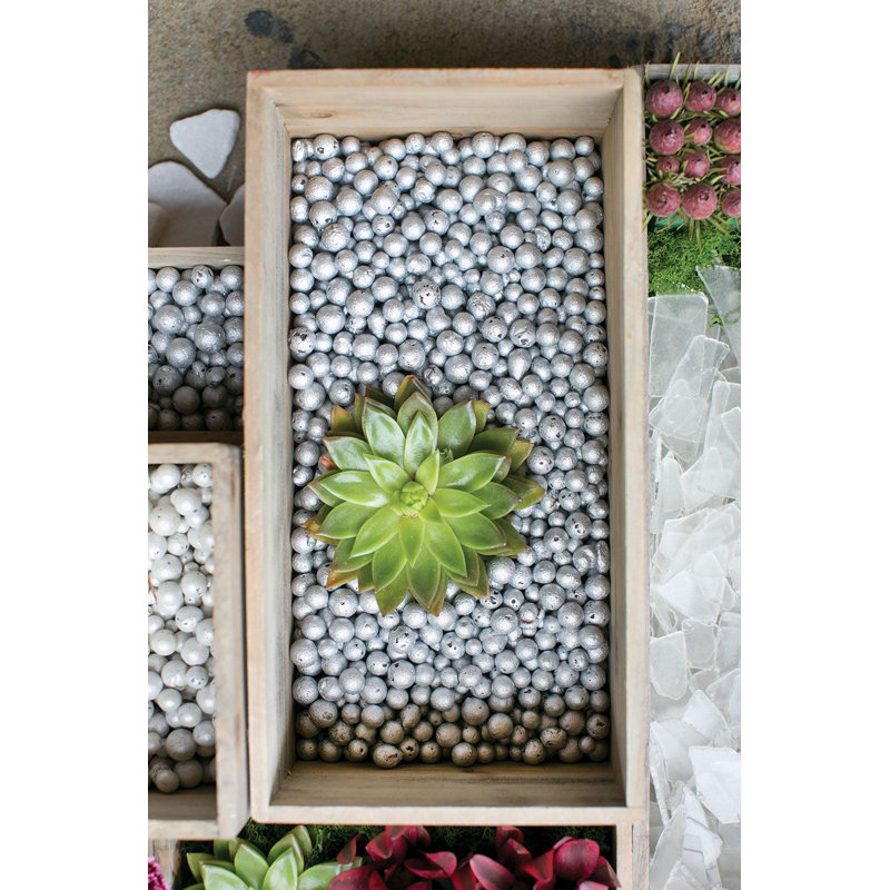 Tariah Handmade Wood Planter Box, Brown, 7" H x 13.5" W x 6" D