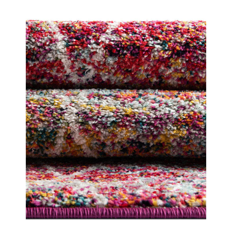 Tapis géométrique fuchsia, Rond 6 pi 1 po