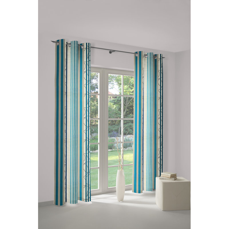 Peachey Synthetic Eyelet single Curtain Panel, opaque, Blue, 130cm Width x 180cm Drop