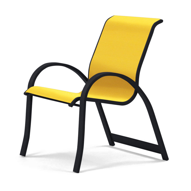 Aruba Stacking Patio Dining Armchair, Yellow, Black