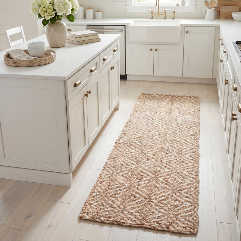 Handwoven Jute Rug Natural Fiber 185, Rectangle 2 pi 3 po x 8 pi