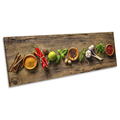 Bowls Spices Herbs Kitchen Panoramic - Wrapped Canvas Print