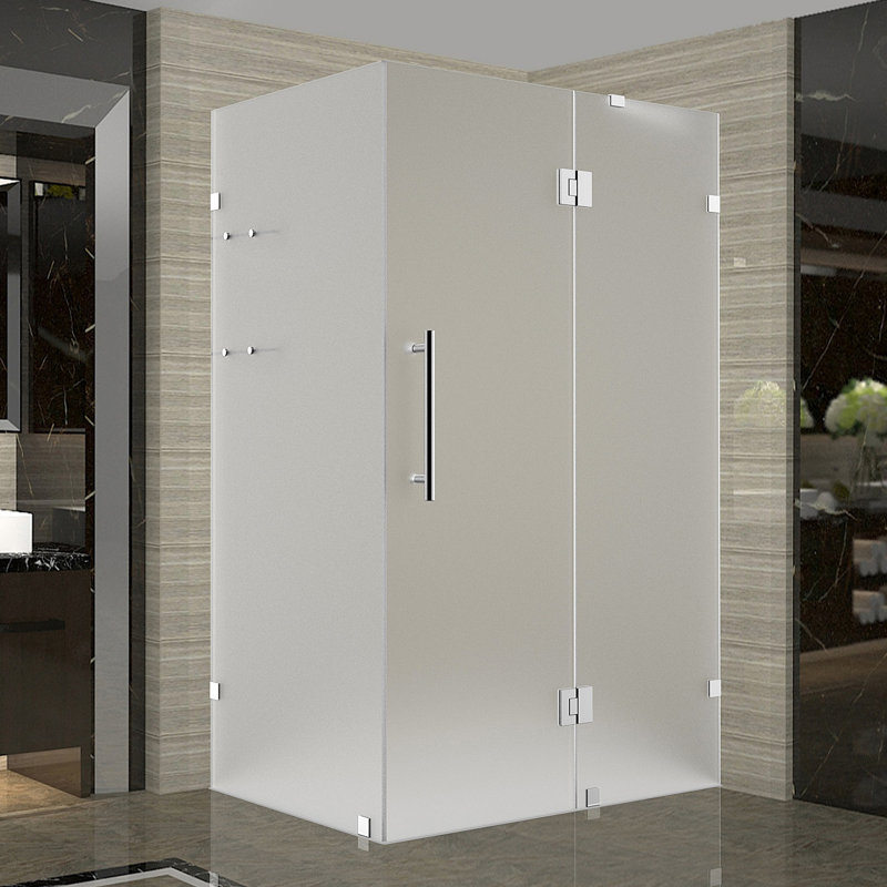 Cabine de douche carrée à charnière 34 po x 72 po Avalux GS, Acier inoxydable brossé
