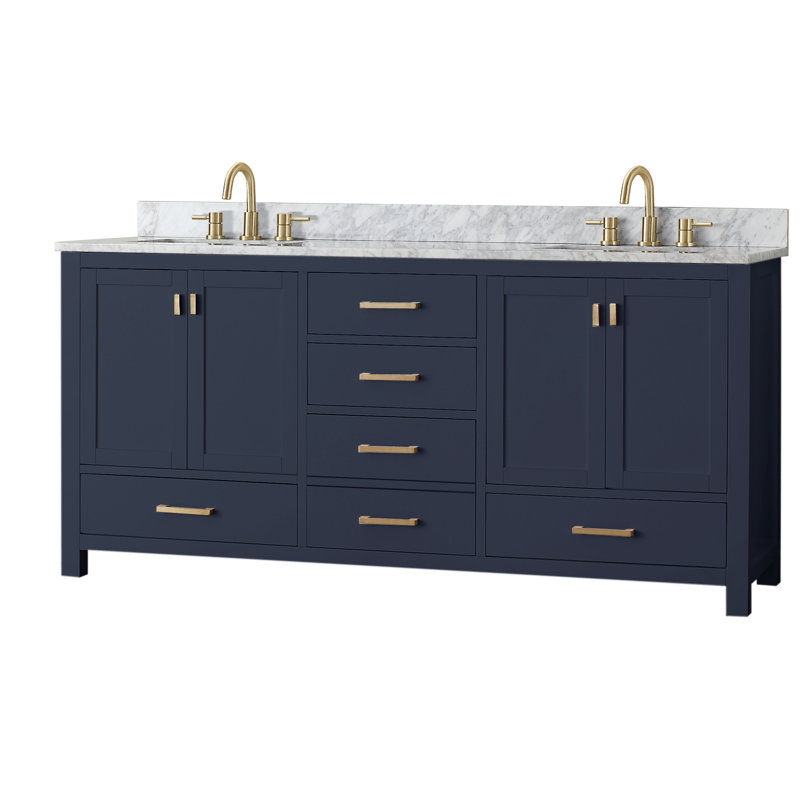 Modero 72" Double Bathroom Vanity with Top, Carrera White Marble, Chilled Gray