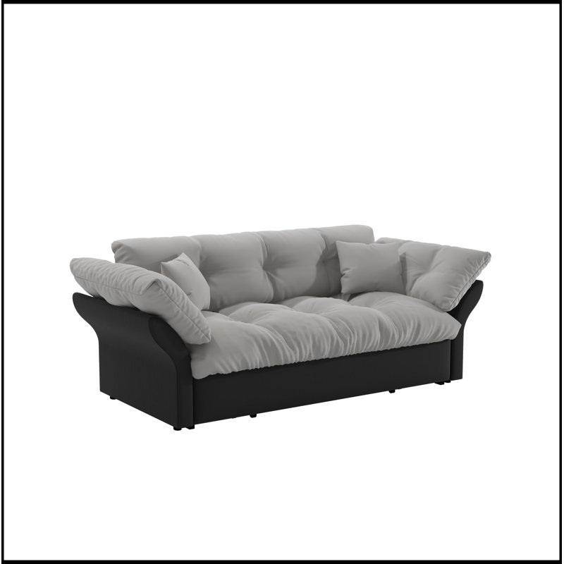 Grand canapé-lit escamotable, canapé-lit capitonné convertible 3-en-1, Gris