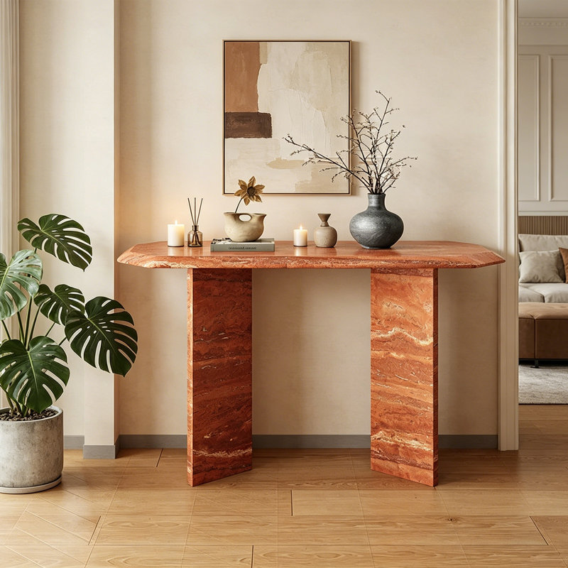 Console Wabi-Sabi, H 33,5 po x l 47,2 po x P 15,7 po, Brun-roux