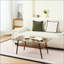 Table basse rectangulaire avec plateau en verre trempé et pieds en métal noir, verre brun-607536614