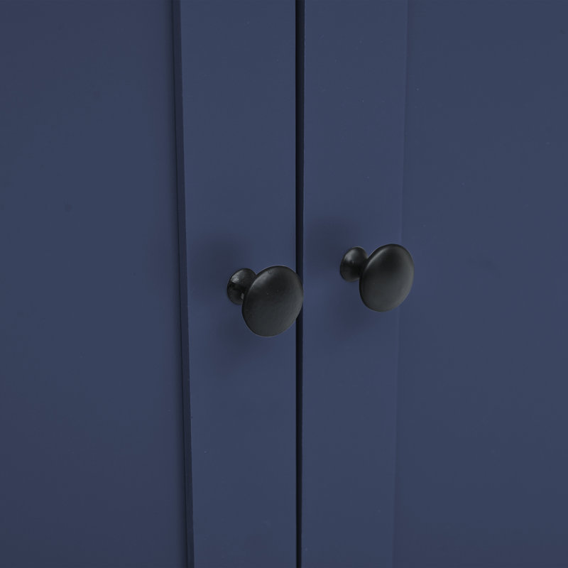 Armoire de rangement multifonctionnelle pour cuisine, organisateur de tablettes personnalisable avec barrières de porte antidérapantes, tiroirs à ustensiles coulissants et compartiments de rangement classés - bleu