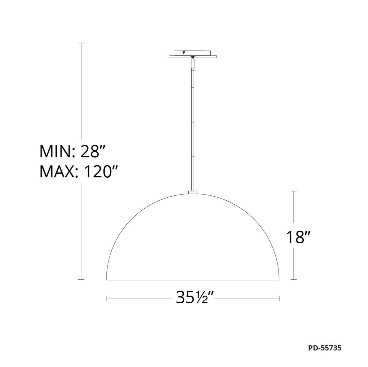 Yolo Single Light Metal Dimmable LED Pendant, Silver, 18" H x 35.5" W x 35.5" D