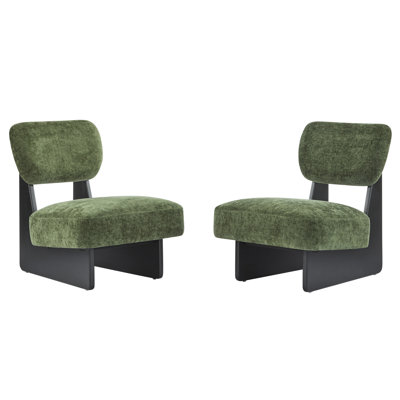 Moderne minimaliste de 2 pièces de salon, revêtement en tissu de haute qualité, base en bois avec abat-jour en noyer, siège relaxant pour la chambre à coucher, chaises contemporaines de poids de 35,15 lb, finition de la structure, confortable