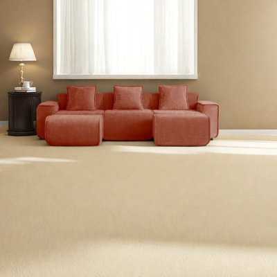 Canapé modulaire confortable en velours, design moderne sans os, rouge pour un usage domestique
