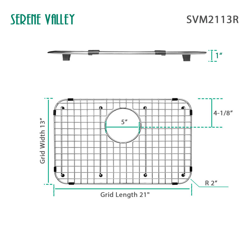 Heavy-Duty Stainless Steel Sink Grid with Rear Drain