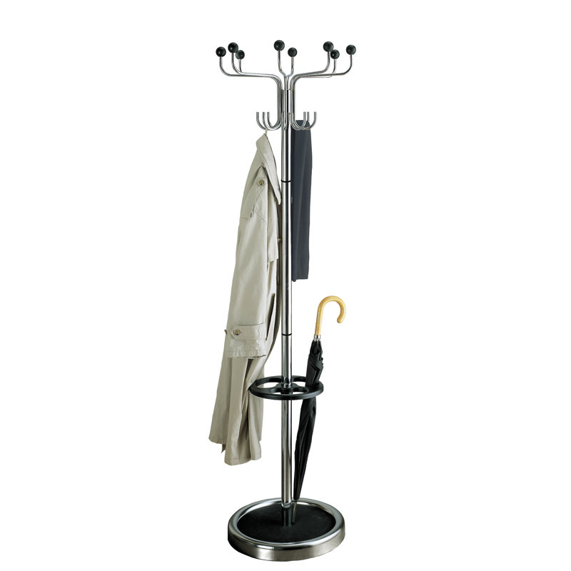 Ensor Steel Freestanding Coat Rack, Chrome-plated