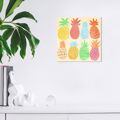 «Food and Cuisine», huit ananas, impression sur toile jaune tropical