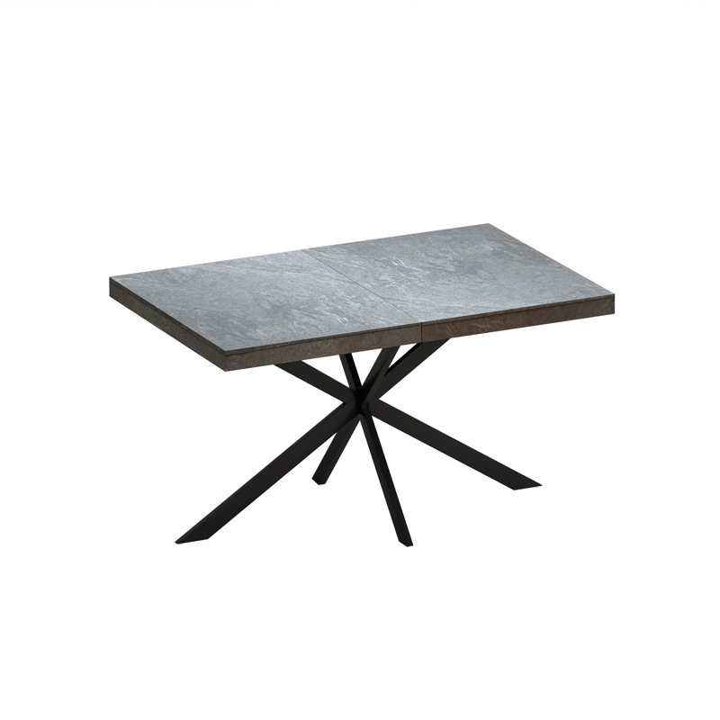 55.11" -70.86"Retro Rectangular Stretch Dining Table, Dark Gray/Light Gray