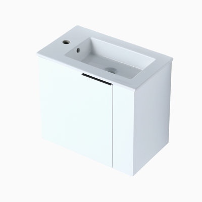 Meuble-lavabo avec lavabo 22 po pour petite salle de bain, meuble-lavabo flottant avec porte à fermeture en douceur, petit meuble-lavabo avec lavabo, 22 po x 13 po (KD-Packing)