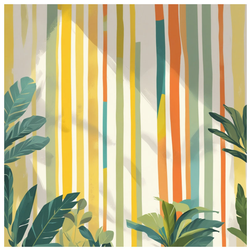 Vertical Stripes With Foliage Double Sided Throw Pillows, 16 x 16 inches