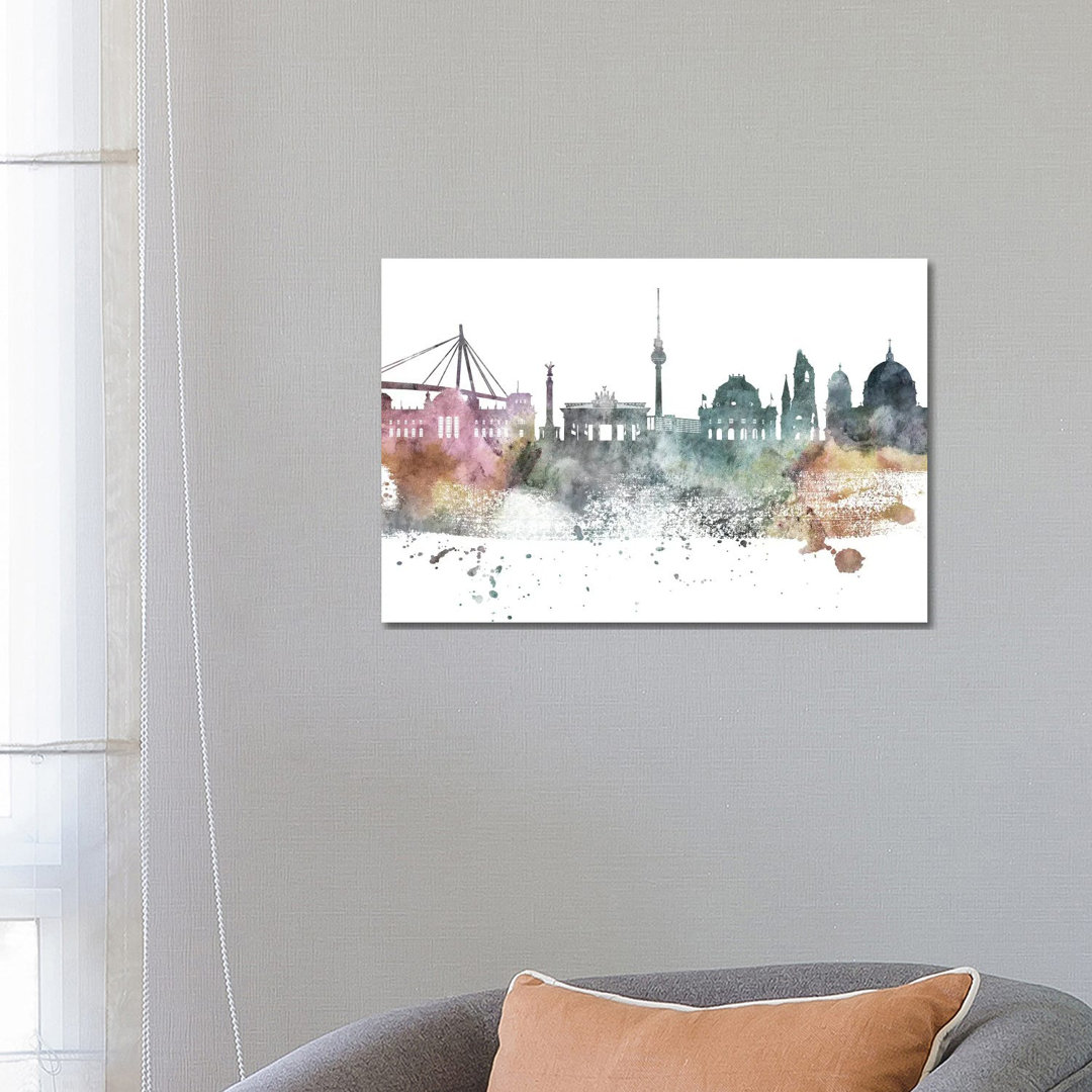 Berlin Pastel Skyline by Wall Decor Addict - Wrapped Canvas Painting