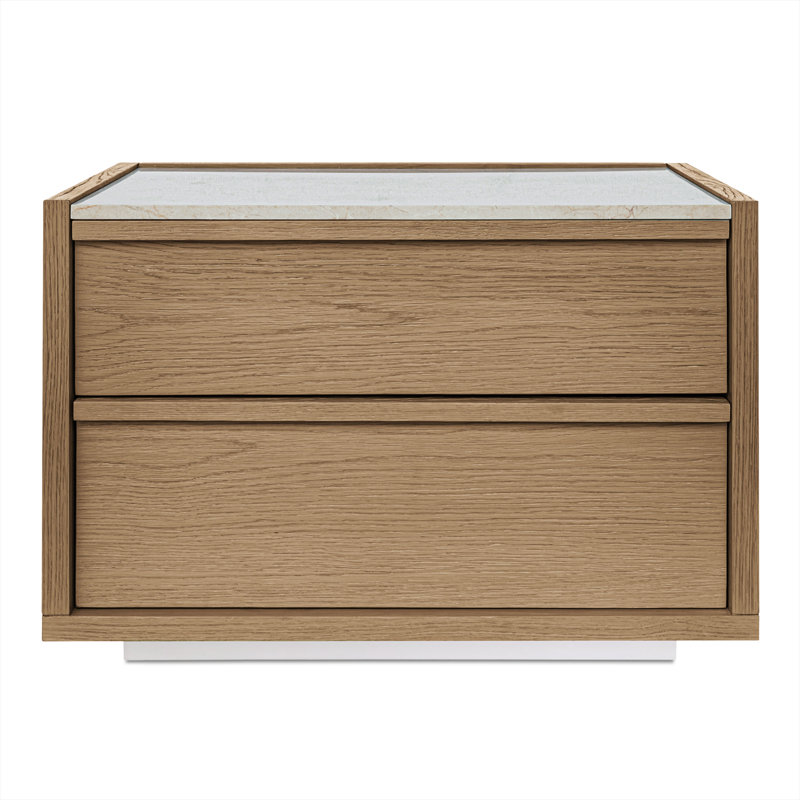 2 - Drawer Nightstand in Dark Grey, Light Rosa/Oak