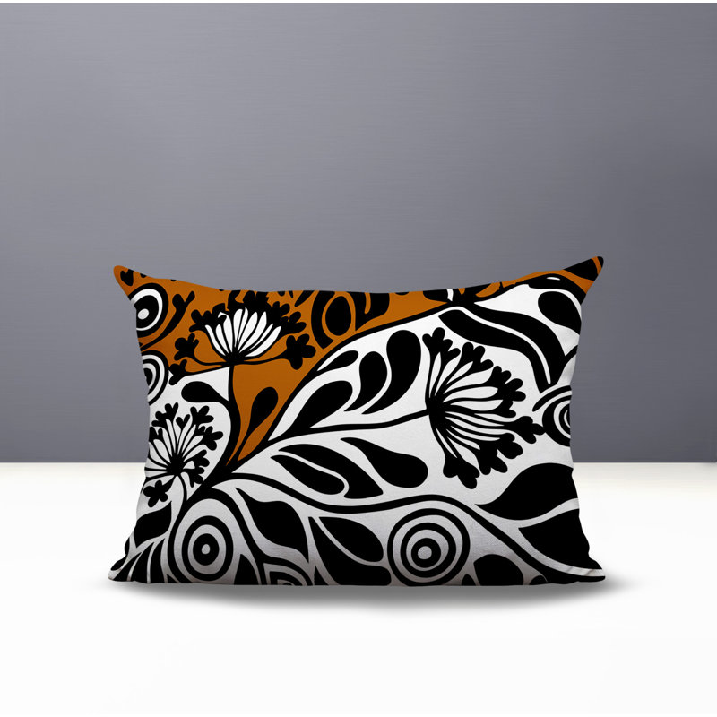 Oreiller rectangulaire réversible intérieur / extérieur Gina, Orange, Rectangle H 14 po x l 20 po