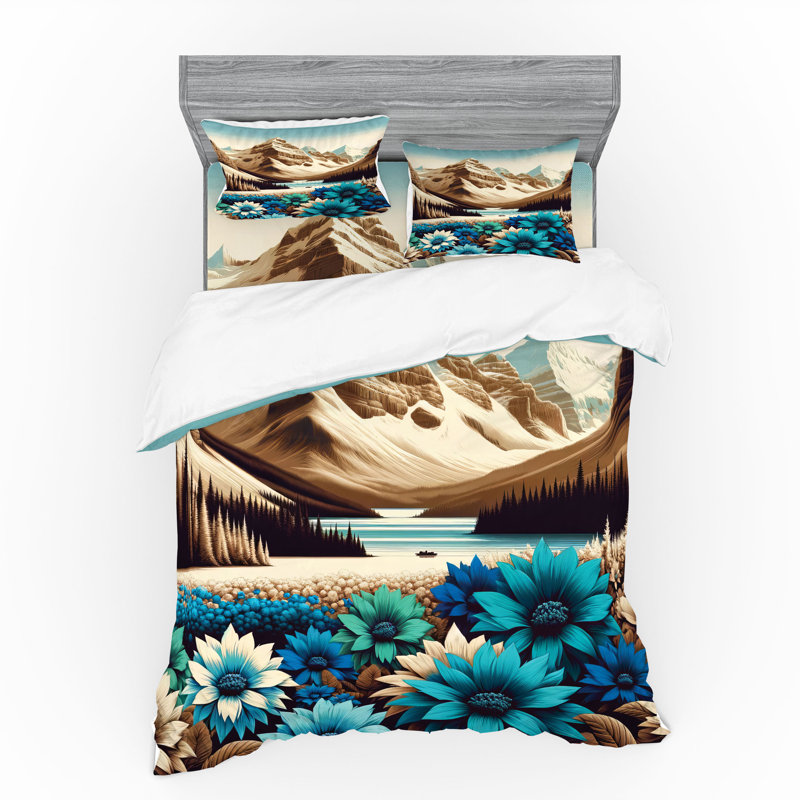 Ensemble de literie Ambesonne Lake & bleu pâle / brun pastel, King Duvet Cover + 3 Additional Pieces