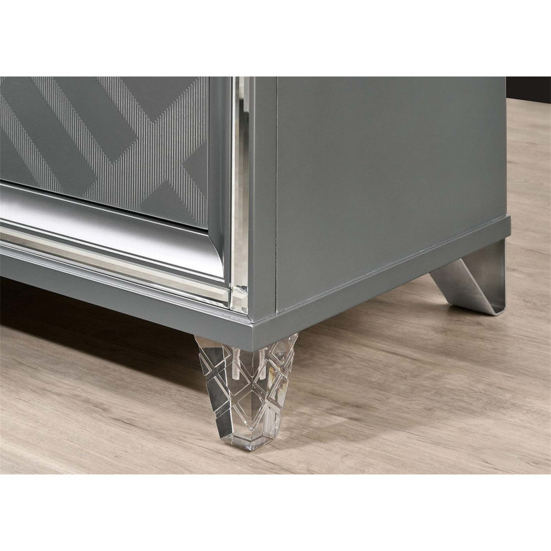 Two Drawers Nightstand with Exquisite Mirror Trim, A Timeless Piece for Enhancing Bedroom Decor and Functionality